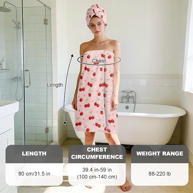 Absorbent Bath Towel Wrap Set for Women, Microfiber Shower Robe Body Towel - Image 3