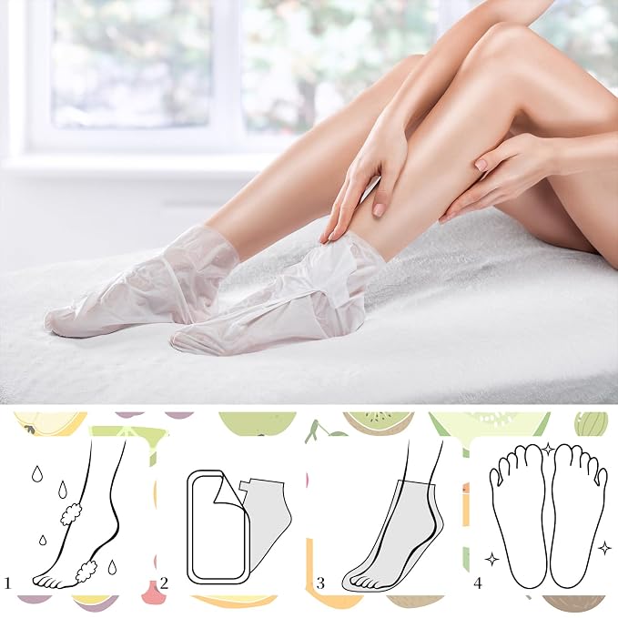 24 Pcs Fruits Beauty Foot Mask Bulk Hydrating Foot Moisturizing Socks Shea - Image 4