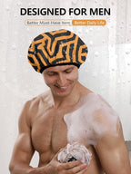 Years calm Men Shower Cap Reusable Waterproof, Dual-Layer Design, Double-Sided - Image 4