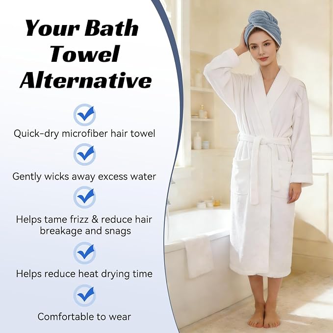 Microfiber Hair Towel Wrap for Women, Soft Lightweight Quick Dry Turban - Image 4