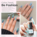 modelones Cat Eye Gel Nail Polish Set, 6 Colors Light Baby Blue Green 9D Cat - Image 3