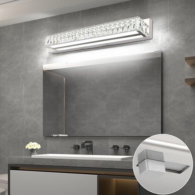 ZUZITO 30in LED Bathroom Lights Over Mirror Modern Crystal Vanity Lights Bar - Image 5