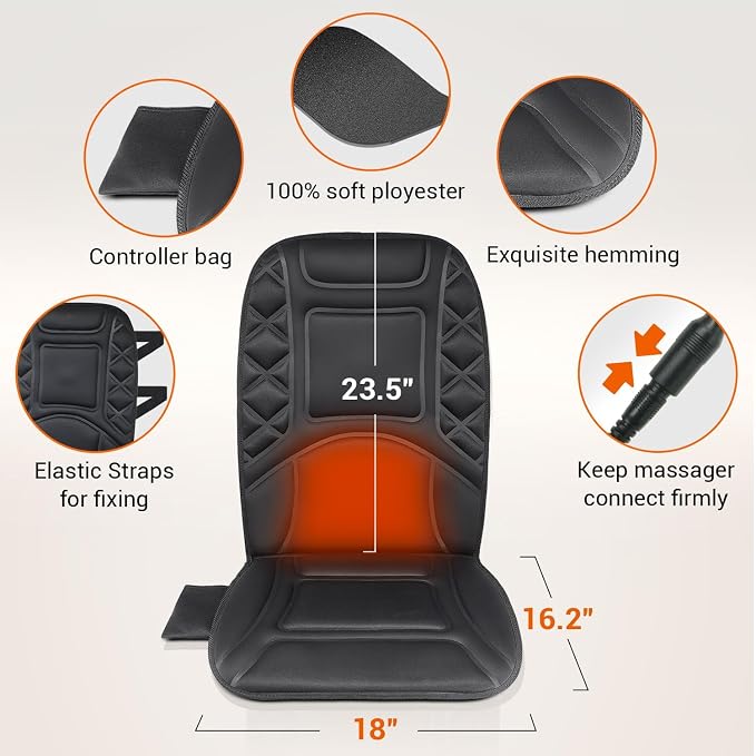 CARSHION Back Massager with Heat, Heated Seat Cover Cushion with 5 Vibrating - Image 8