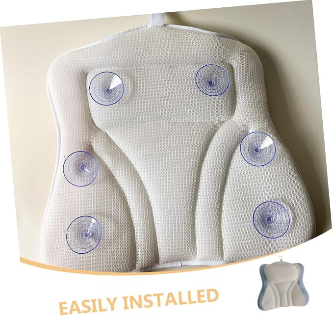 Bath Pillow for Tub with Suction Cups, Mesh Bath Neck Pillow 48x42x10cm - Image 9