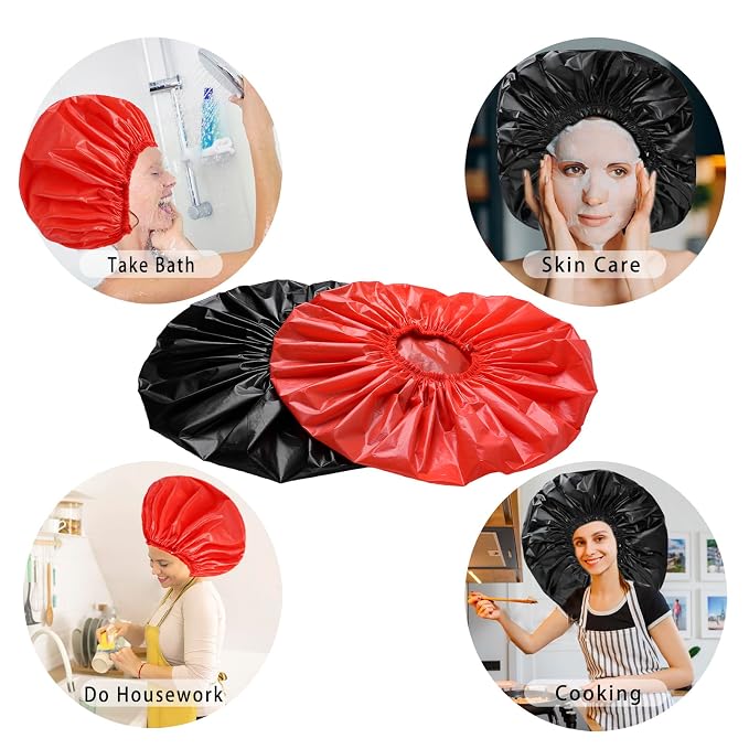 Jumbo Size Shower Cap 2 PCS Waterproof Shower Caps - Image 8