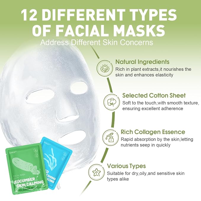 KONEUK 48 Pack Collagen Hydrating Face Masks Skincare - Image 2