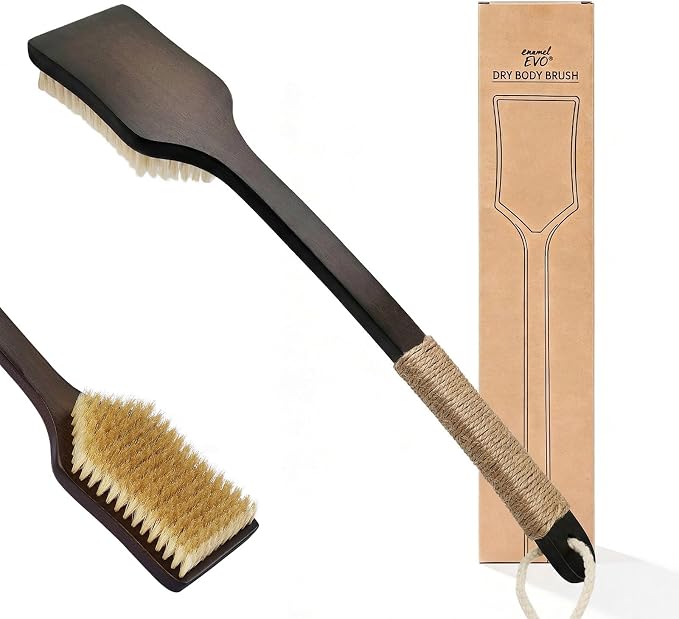 Back Scrubber Shower Brush, Dry Brushing Body Brush by EnamelEVO
