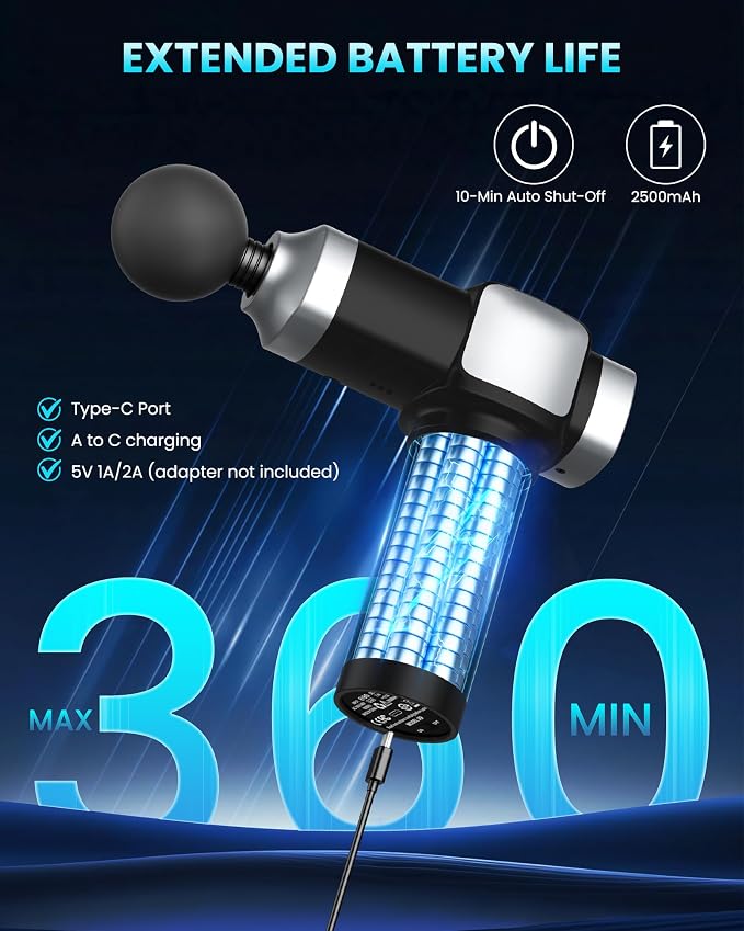 Massage Gun Deep Tissue, Portable Percussion Electric Muscle Massager - Image 4