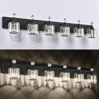 PRESDE 6-Light Crystal Bathroom Lights Fixtures Modern Matte Black Bathroom - Image 5