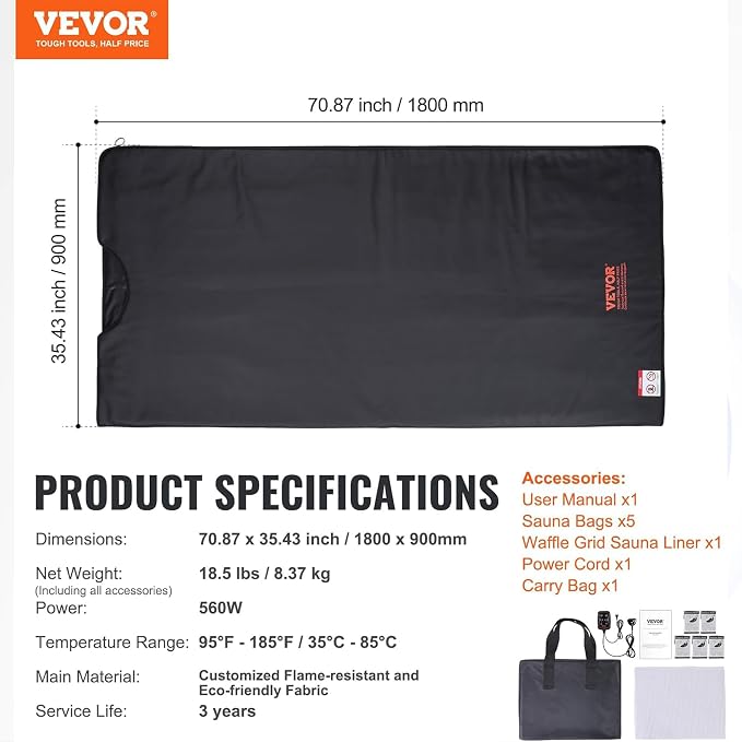 VEVOR Sauna Blanket for Detoxification, Portable Far Infrared Sauna for Home - Image 2