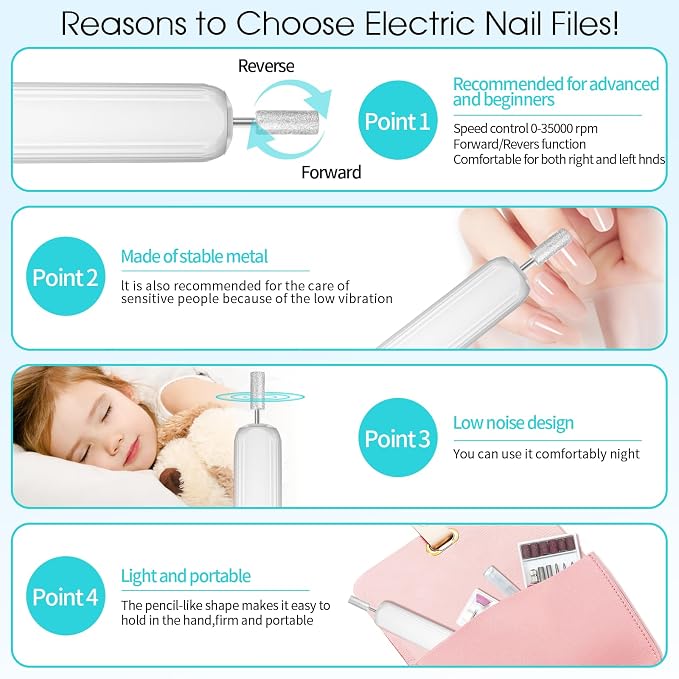 Electric Nail Drill, Professional Manicure Pedicure Kit, Cordless Electric Nail - Image 6