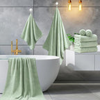 8 Piece Sage Green Bath Towels Set, 2 Oversized Large Bath Sheets, 2 Hand - Image 5