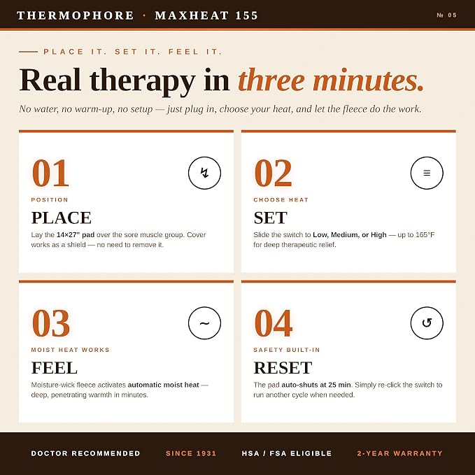 Thermophore MaxHEAT Automatic Moist Heating Pack Model 155 – Large 14" x 27" XL - Image 2