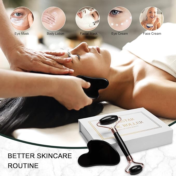 Jade Roller for Face, Facial Roller Massager Skin Care Tool, Gua Sha Facial - Image 6