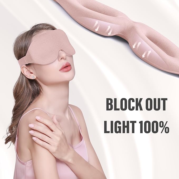 YIVIEW Sleep Mask for Side Sleeper, Complete Light Blocking 3D Pink Sleeping - Image 3