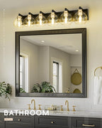 Bathroom Light Fixtures, 6-Light Black and Gold Bathroom Vanity Light, 38 Inch - Image 5