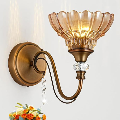 1 Piece Vintage Wall Sconce, 1-Light Matte Antique Brass Finish Wall Sconce - Image 2