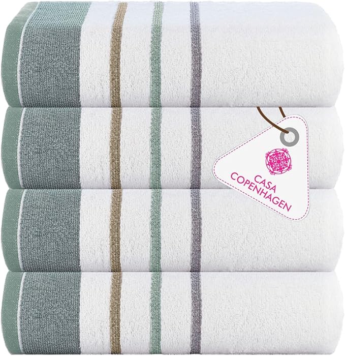 CASA COPENHAGEN White Bay 4Pcs 100% Egyptian Cotton Designer Hand Towels Gift by CASACOPENHAGEN