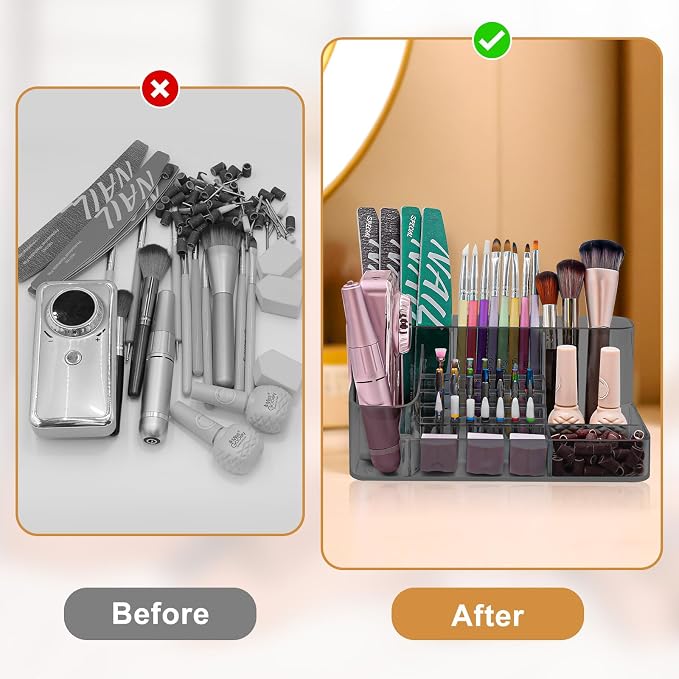 ANRUI Nail Drill Holder, 28 Holes Nail Drill Machine & Bits Storage Box - Image 5