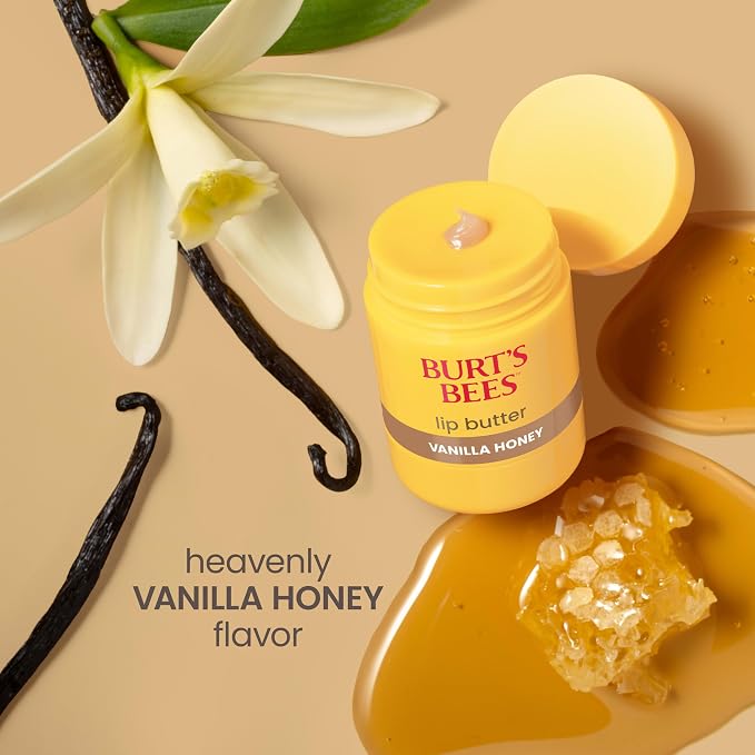 Burt's Bees Vanilla Honey Lip Butter, Repairs Dry Lips, 24 Hour Hydration - Image 6
