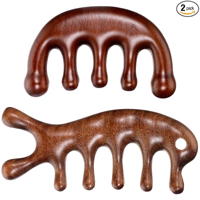 2 Pack Wooden Head Scalp Massager Comb, Scalp Massager Loc Comb Wooden Scalps by Unknown