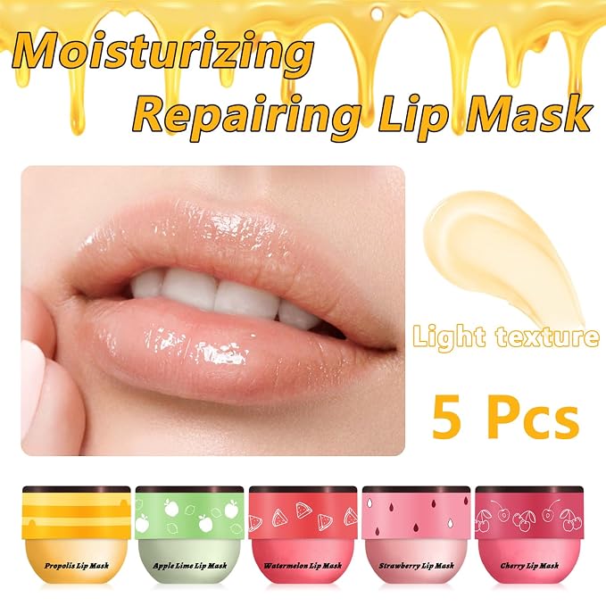5 PCs Bee Balm Lip Mask, Moisturizing Lip Balm & Scrubs, Prevents Dry & Cracked - Image 2