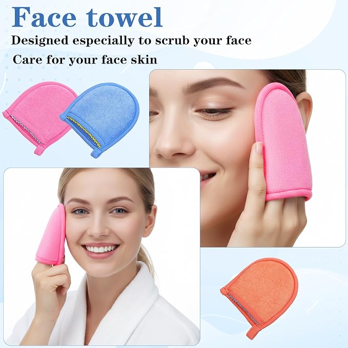 3 Pcs Exfoliating Gloves, Natural Plant Fiber Facial Scrub Mitts, Deep - Image 7