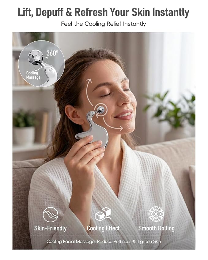 Stainless Steel Gua Sha with Eye Roller, 2026 Updated 2 in 1 Swan Shaped Face - Image 4
