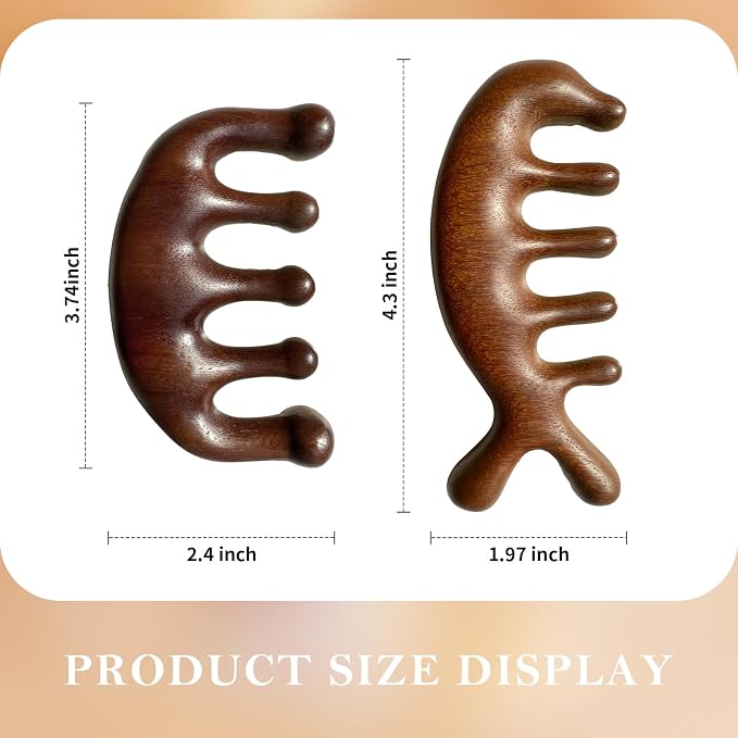 2 Pack Wooden Wide Tooth Hair Comb and Head Massage Tool - Image 7