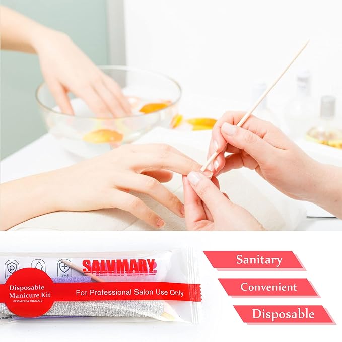 Professional Disposable Manicure Kit Basics 3 Piece Nail Kit, Wood Nail File - Image 5