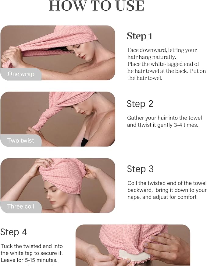ROLSHOL 2 Pack Microfiber Hair Towel Wrap - Image 9