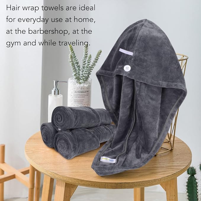 SINLAND Microfiber Hair Drying Cap Hair Towel Turban Twist - Image 5
