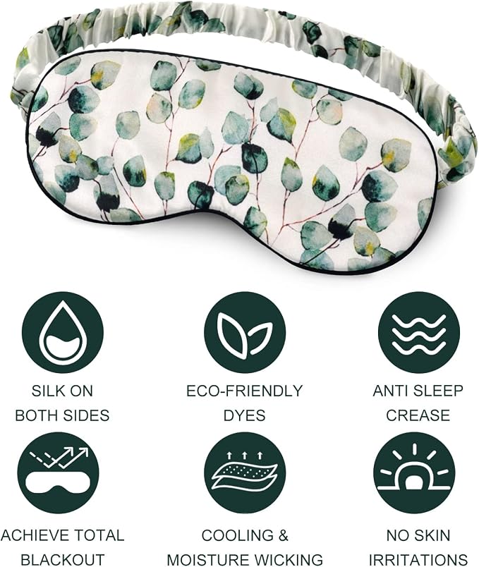 OLESILK 100% Natural Mulberry Silk Sleep Eye Mask Block Out Light, Fashion - Image 6