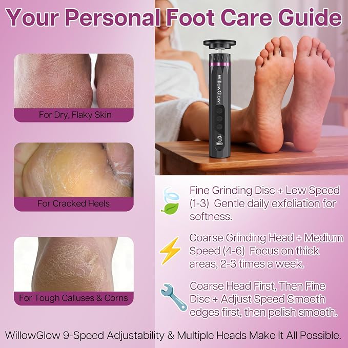 Professional Electric Foot Callus Remover, 9-Speed Cordless Foot File - Image 3