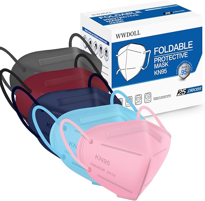 WWDOLL KN95 Face Mask 25 Pack, 5-Layers Breathable Disposable KN95 Masks by WWDOLL