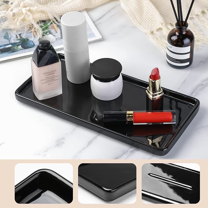 Gurygo 10" Bathroom Tray, Ceramic Vanity Tray - Image 3