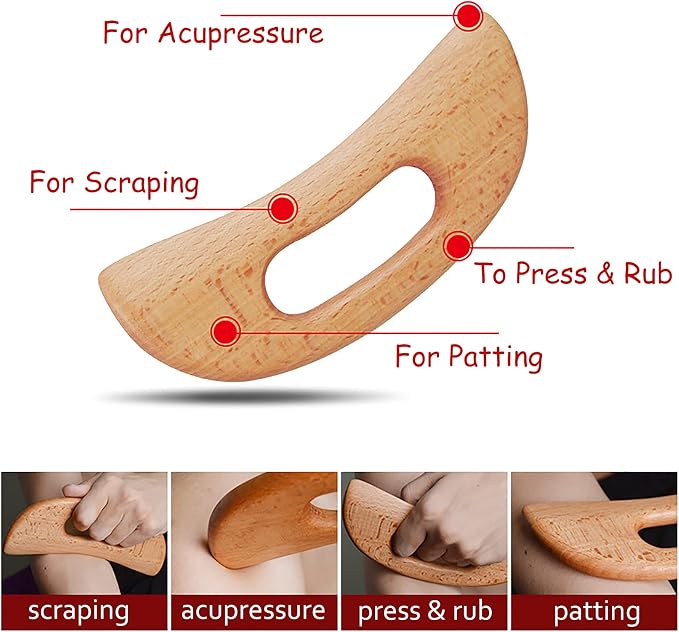 FKYzixeh Lymphatic Drainage Massager, Wooden Gua Sha Tool - Image 2