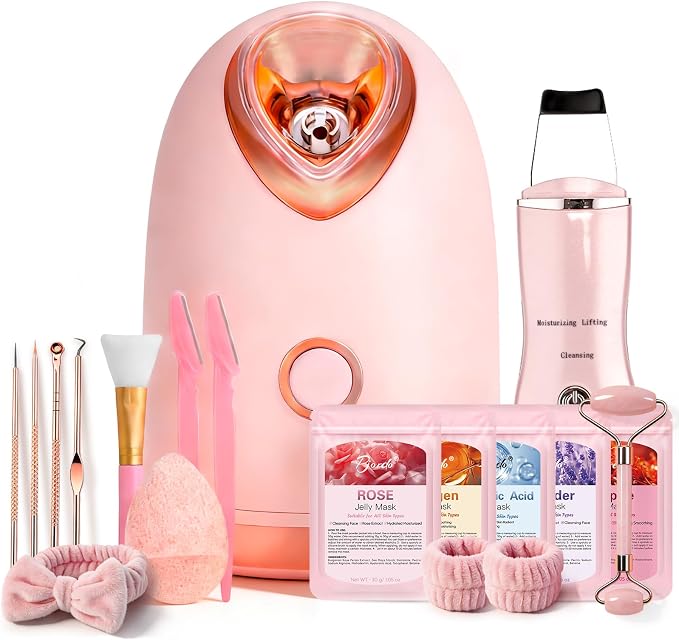 Pjordo Facial Steamer Spa Kit, Skin Scrubber, Nano Ionic Face Steamer by Pjordo