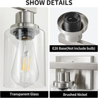 3-Light Bathroom Light Fixtures, Nickel Bathroom Vanity Light - Image 4