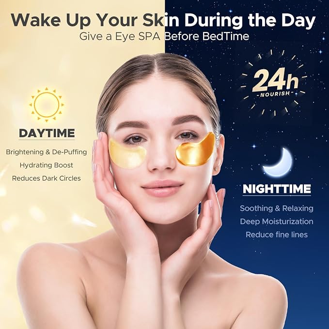 Under Eye Patches for Puffy Eyes, Dark Circles, Wrinkles & Eye Bags-Day & Night - Image 2
