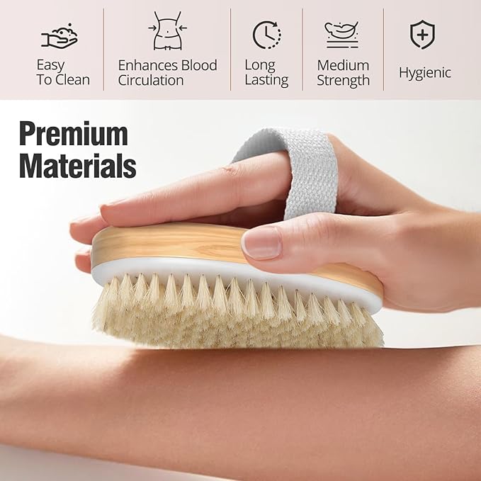 2 Pack Dry Brushing Body Brush, Natural and Soft Bristle Shower Brush - Image 3