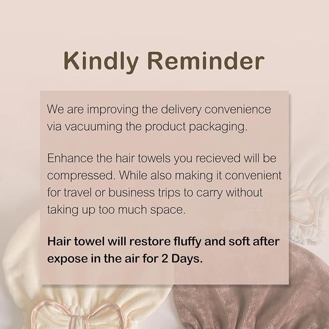 Jseng Microfiber Hair Towel Caps, 3 Packs, Fast Drying, Cute Bowtie Design - Image 5