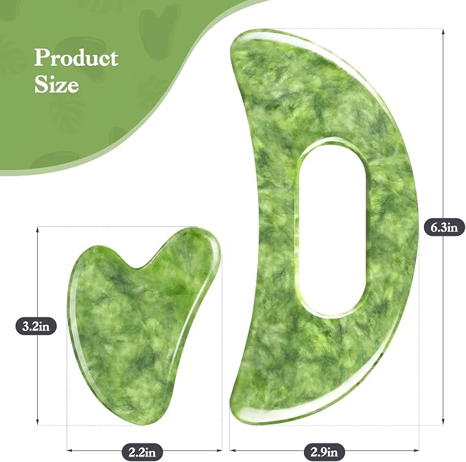 3 PCS Jade Stone Gua Sha Massage Tool Large Guasha Board - Image 3