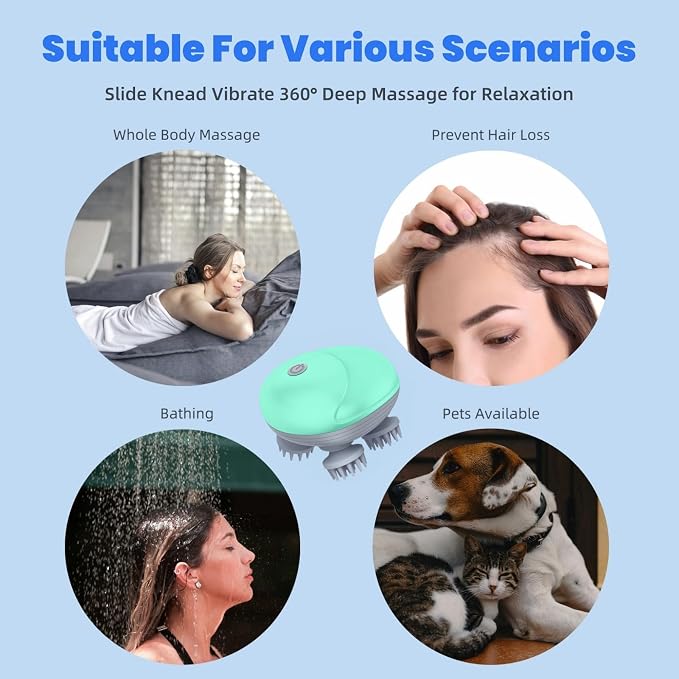 Electric Scalp Massager for Men Women, Handheld Cat Dog Pet Head Massager - Image 5