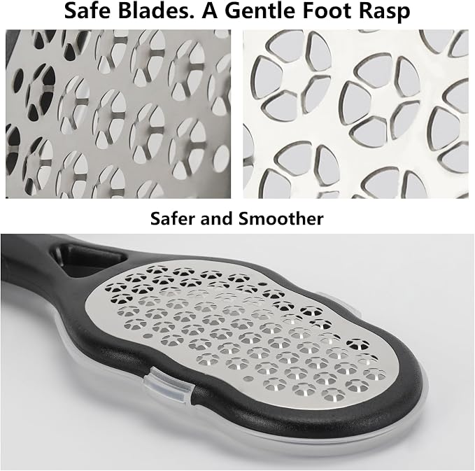 2 Pcs Foot Files with Skin Catcher, Stainless Steel Foot Rasp Callus Remover - Image 3
