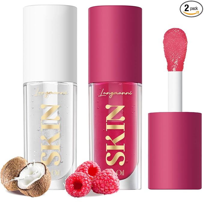 LANGMANNI Moisturizing Lip Oil, No-Sticky Lip Gloss Lip Balm Lip Care, Fruit by LANGMANNI