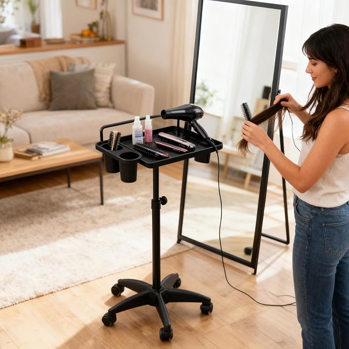Salon Rolling Tray, Height Adjustable Tattoo Tray Rolling Cart, Storage Utility - Image 5