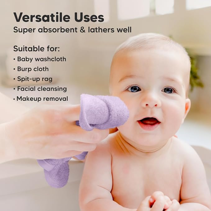 6-Pack Baby Washcloths – Soft Absorbent Viscose from Bamboo Washcloths - Image 6