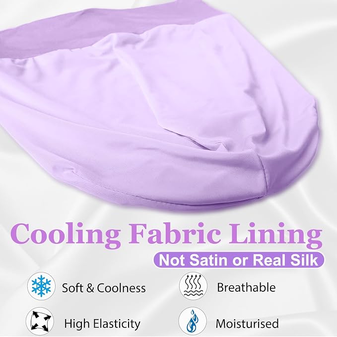 Sleep Cap Bonnet for Sleeping Black Women, Adjustable Cooling Ice Silk Lined - Image 5