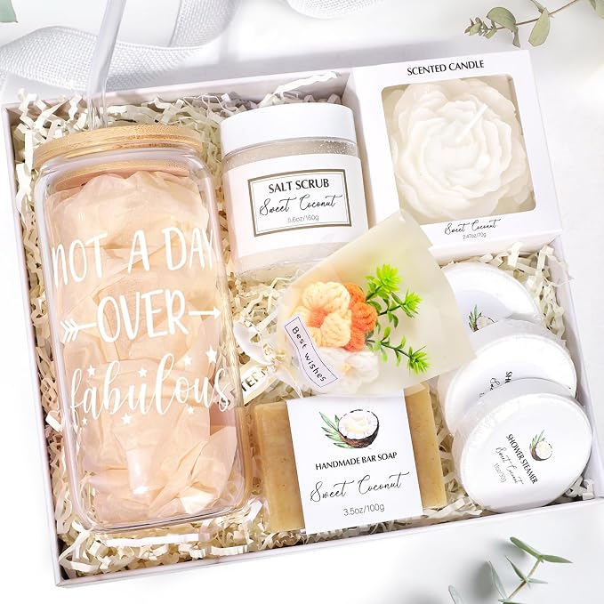 Mothers Day Gifts for Mom, Spa Gift Baskets for Women, Sweet Coconut Birthday by Frerdui